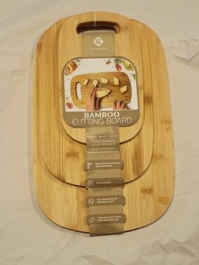 Gourmet Bamboo Cutting Board Set - Natural Bamboo Set of 3 NWT